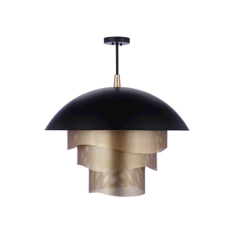 Craftmade Sculptural Statement 1 Light 31" Pendant, Black/Gold