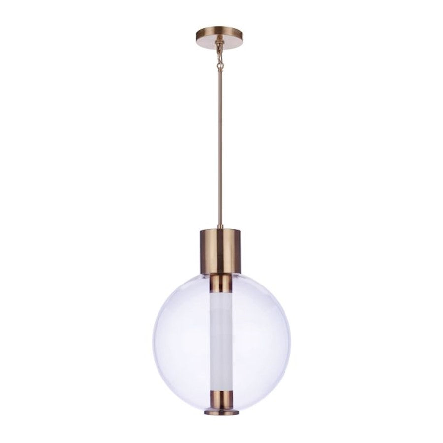 Craftmade Watson 1 Light LED Pendant, Brass/Clear/Frosted - P995SB-LED