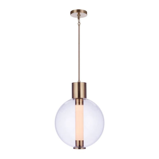 Craftmade Watson 1 Light LED Pendant, Brass/Clear/Frosted