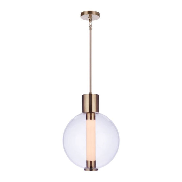 Craftmade Watson 1 Light LED Pendant, Brass/Clear/Frosted