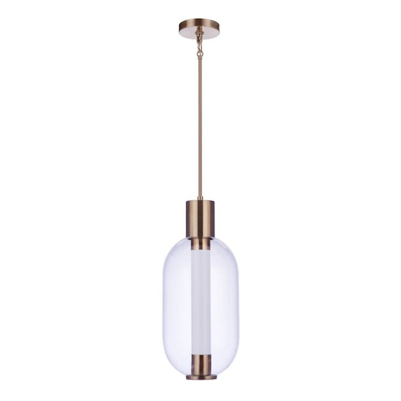 Craftmade Holmes 1 Light LED Pendant, Brass/Clear/Frosted
