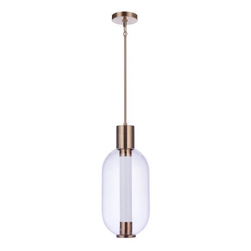Craftmade Holmes 1 Light LED Pendant, Brass/Clear/Frosted - P996SB-LED