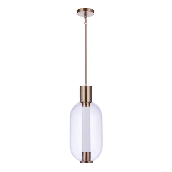 Craftmade Holmes 1 Light LED Pendant, Brass/Clear/Frosted - P996SB-LED