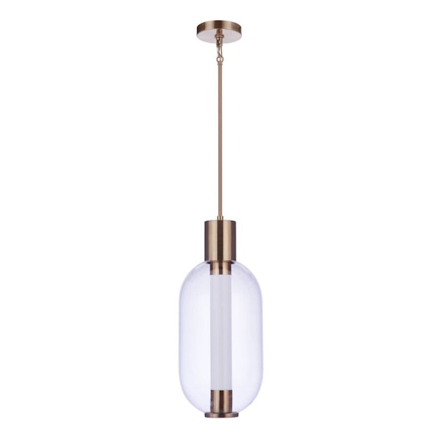 Craftmade Holmes 1 Light LED Pendant, Brass/Clear/Frosted - P996SB-LED