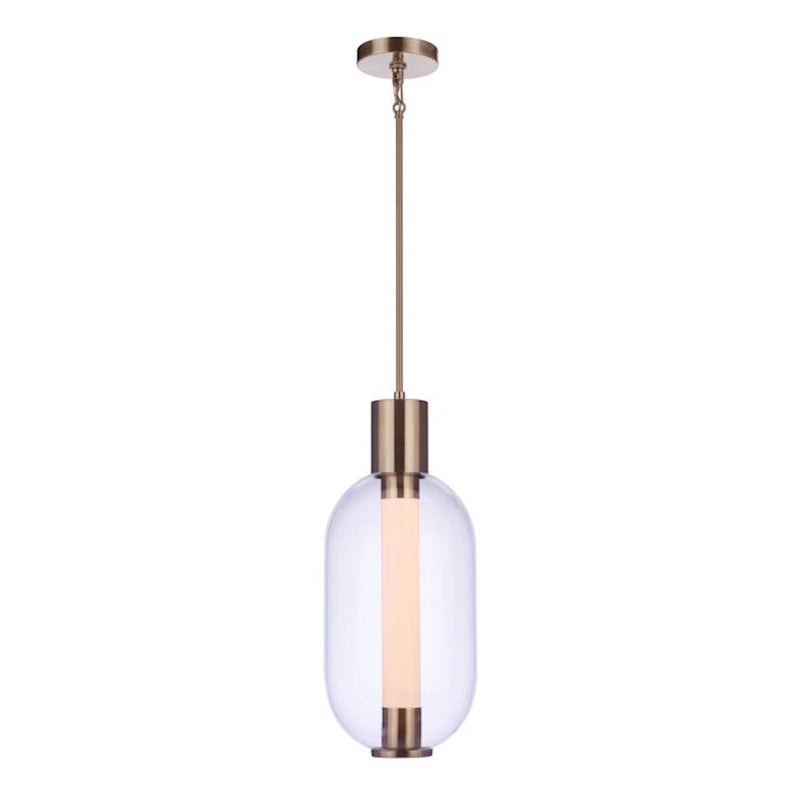 Craftmade Holmes 1 Light LED Pendant, Brass/Clear/Frosted