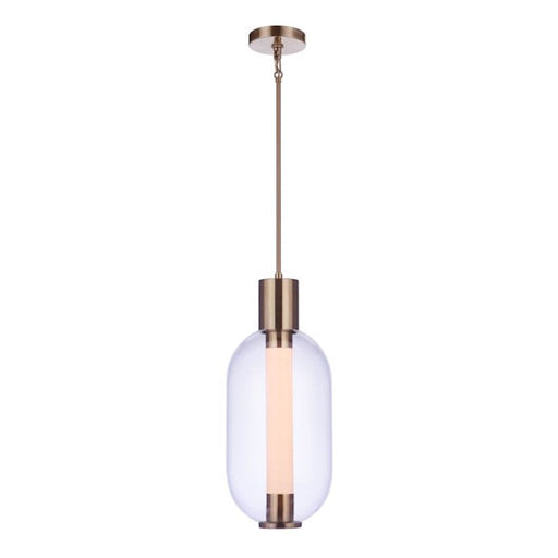 Craftmade Holmes 1 Light LED Pendant, Brass/Clear/Frosted