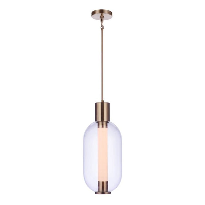 Craftmade Holmes 1 Light LED Pendant, Brass/Clear/Frosted