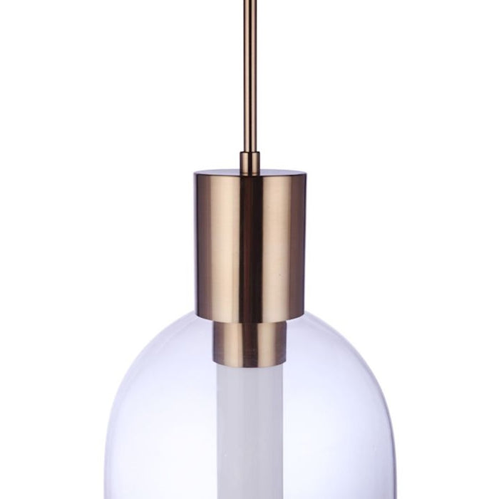 Craftmade Holmes 1 Light LED Pendant, Brass/Clear/Frosted