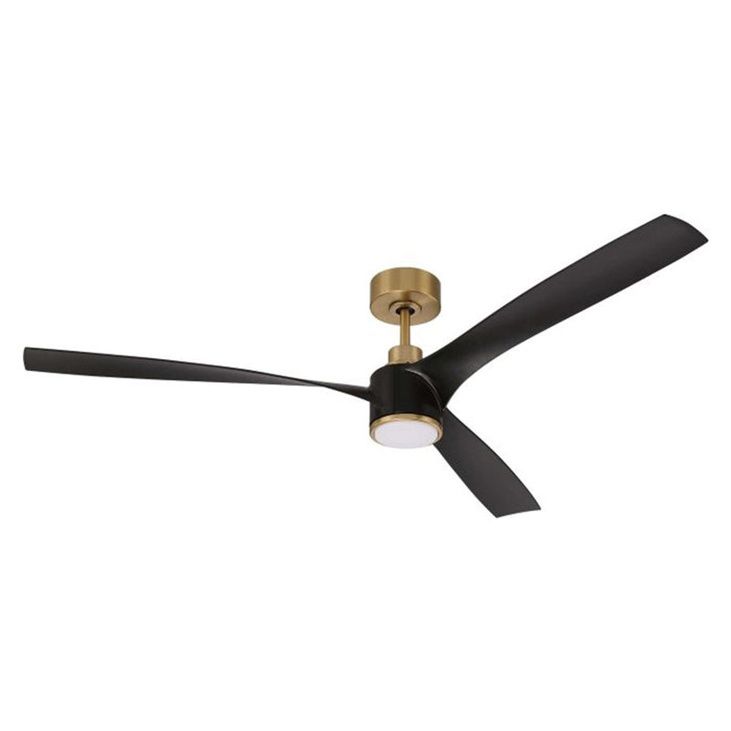 Craftmade Phoebe 1Lt 60" Fan, Flat Black/Satin Brass/Flat Black