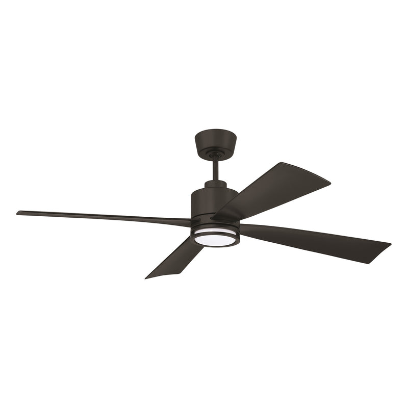 Craftmade Rhett 52" 4-Blade 1 Light Ceiling Fan, Flat Black - RHT52FB4