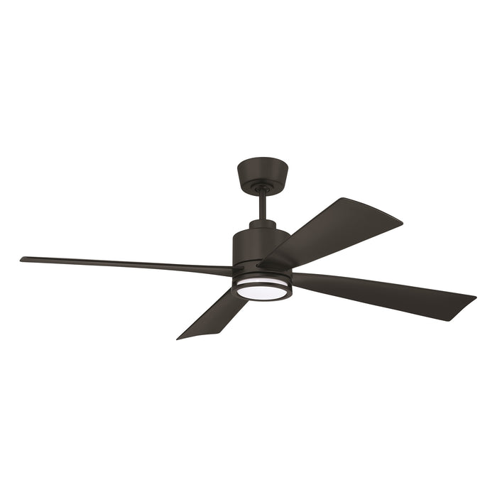 Craftmade Rhett 52" 4-Blade 1 Light Ceiling Fan, Flat Black - RHT52FB4