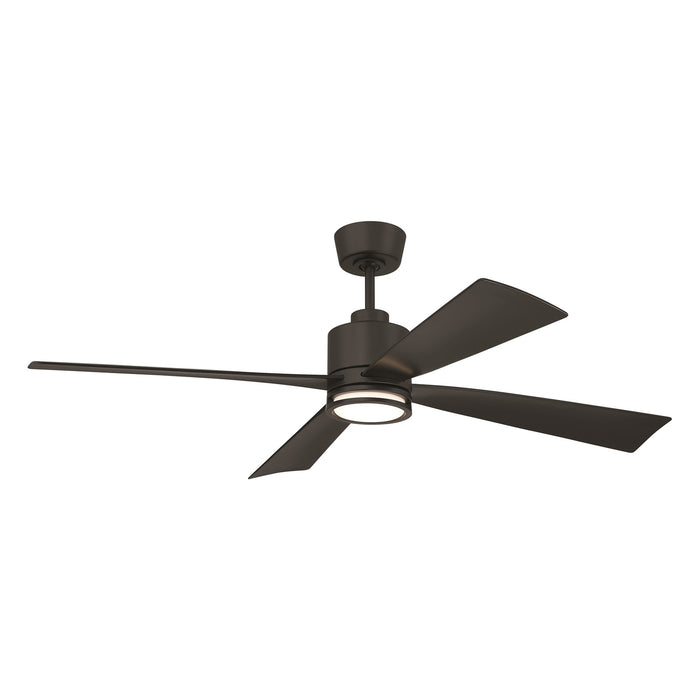 Craftmade Rhett 52" 4-Blade 1 Light Ceiling Fan, Flat Black