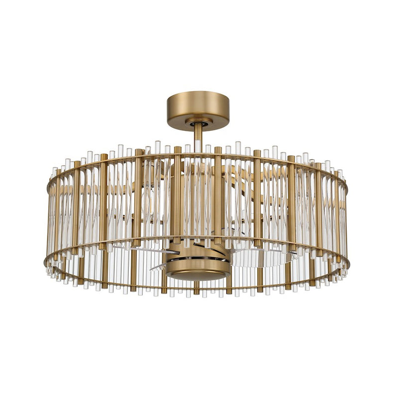 Craftmade Reveal 5 Light 24" Fandelier, Satin Brass/Clear Acrylic