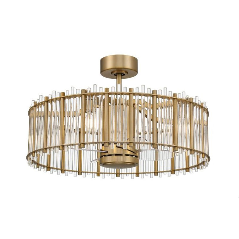 Craftmade Reveal Fandelier 5Lt 24" Fan, Satin Brass/Clear Acrylic