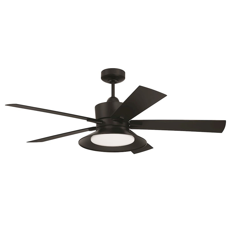 Craftmade Topper 1 Light 52" Ceiling Fan, Flat Black/Frost White