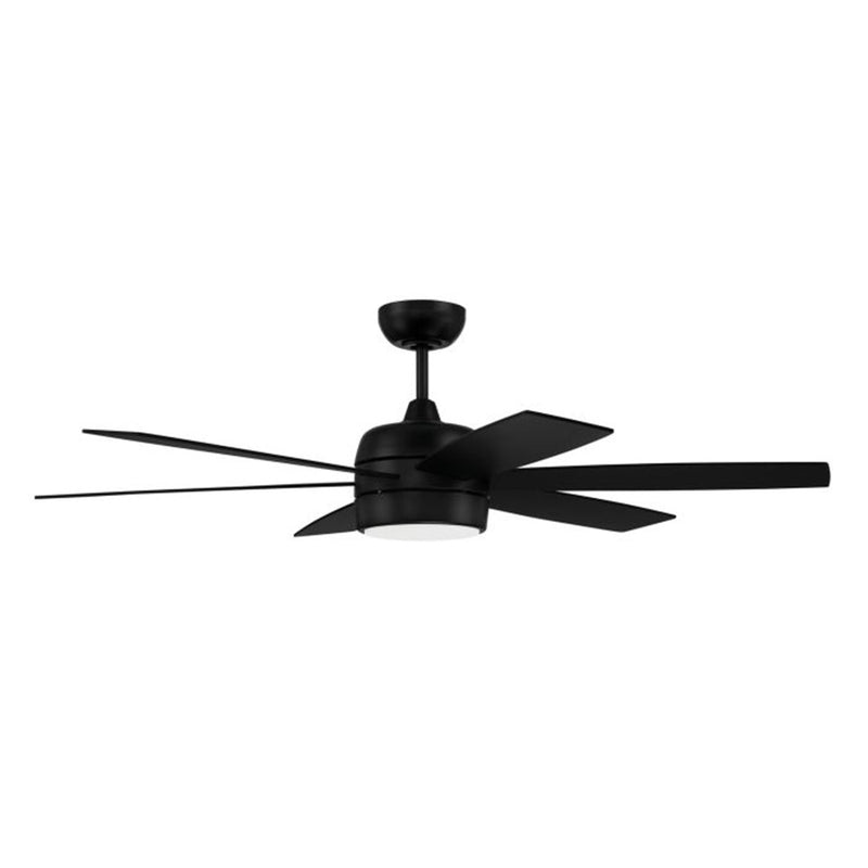 Craftmade Trevor 1Lt 52" Fan, Flat Black /Flat Black/Greywood