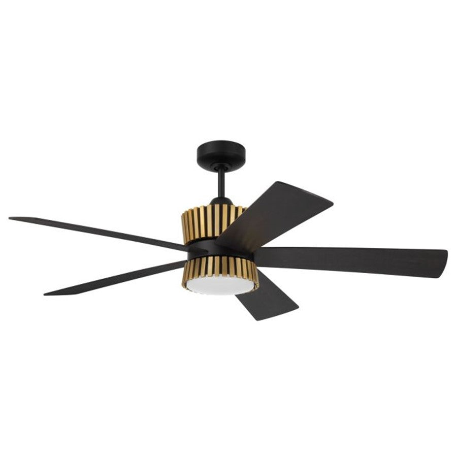Craftmade Theiry 1Lt 52" Fan, Flat Black/Brass/Black Walnut