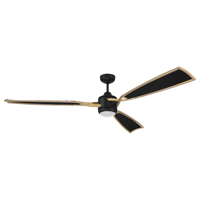 Craftmade Viva 72" Fan, Black/Brass/Black Fabric Texture Blades