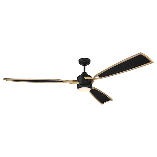Craftmade Viva 72" Fan, Black/Brass/Black Fabric Texture Blades