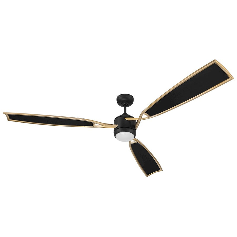 Craftmade Viva 72" Fan, Black/Brass/Black Fabric Texture Blades