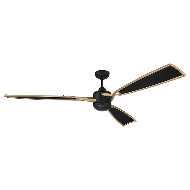 Craftmade Viva 72" Fan, Black/Brass/Black Fabric Texture Blades