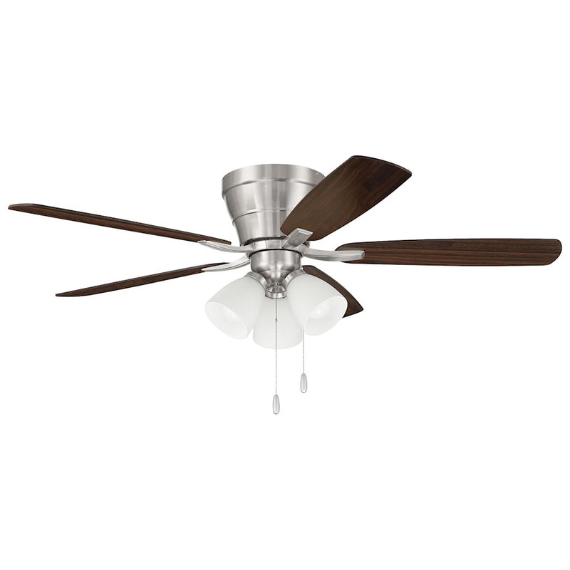 Craftmade Wheeler 3 Light 52" Fan Light Kit, Nickel/Drift/Walnut/White