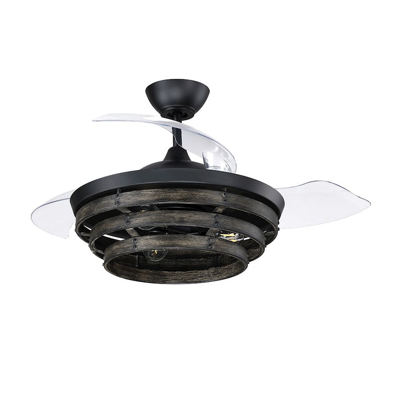 Craftmade Whiskey 42" Fan Light Kit, Black/Clear Acrylic/Greywood