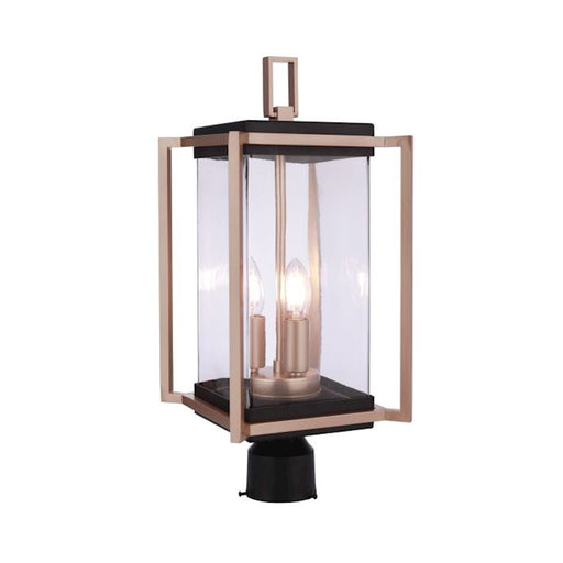 Craftmade Metalwork 3 Light Outdoor Post Mount, Midnight/Brass