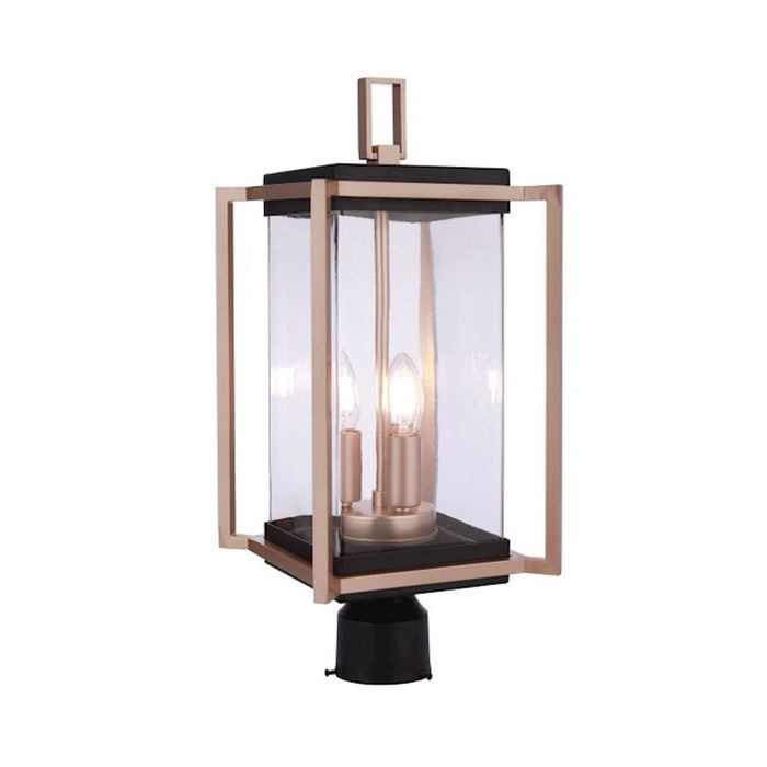 Craftmade Metalwork 3 Light Outdoor Post Mount, Midnight/Brass