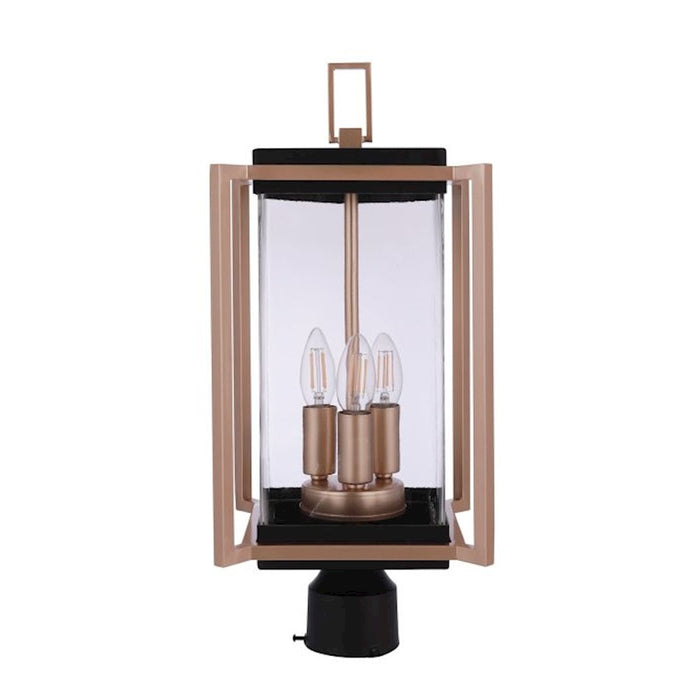 Craftmade Metalwork 3 Light Outdoor Post Mount, Midnight/Brass