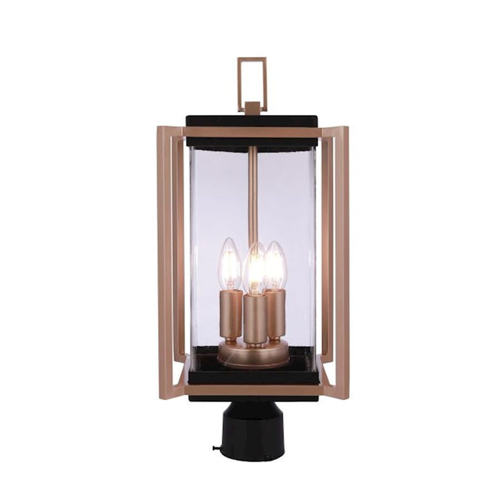 Craftmade Metalwork 3 Light Outdoor Post Mount, Midnight/Brass
