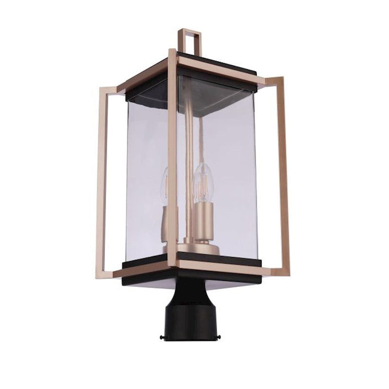 Craftmade Metalwork 3 Light Outdoor Post Mount, Midnight/Brass