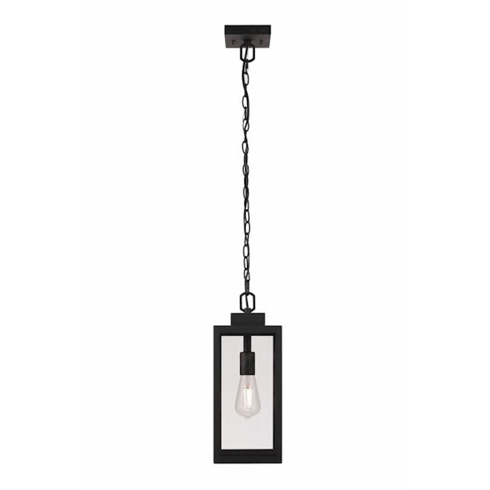 Craftmade Marin 1 Light Outdoor Pendant, Textured Black/Clear