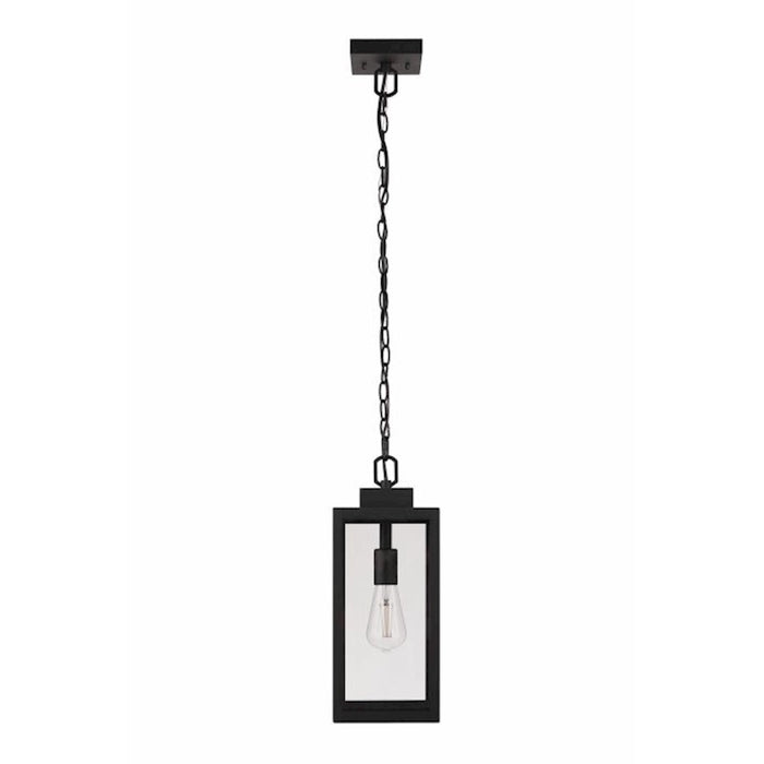 Craftmade Marin 1 Light Outdoor Pendant, Textured Black/Clear