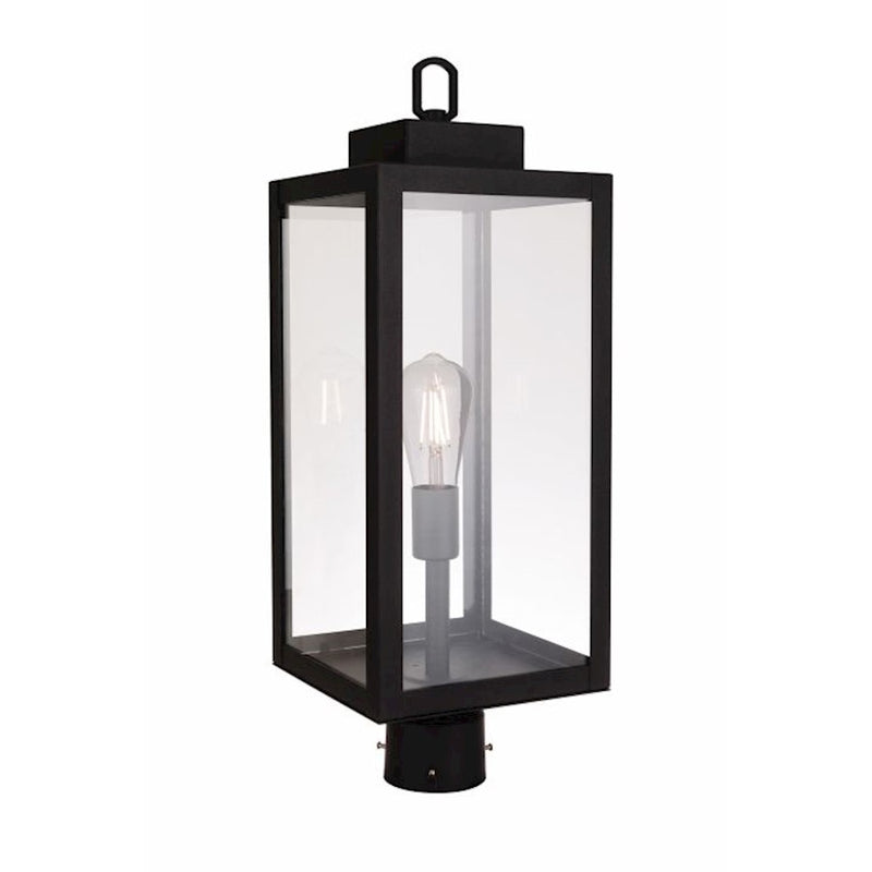 Craftmade Marin 1 Light Outdoor Post Mount, Textured Black/Clear