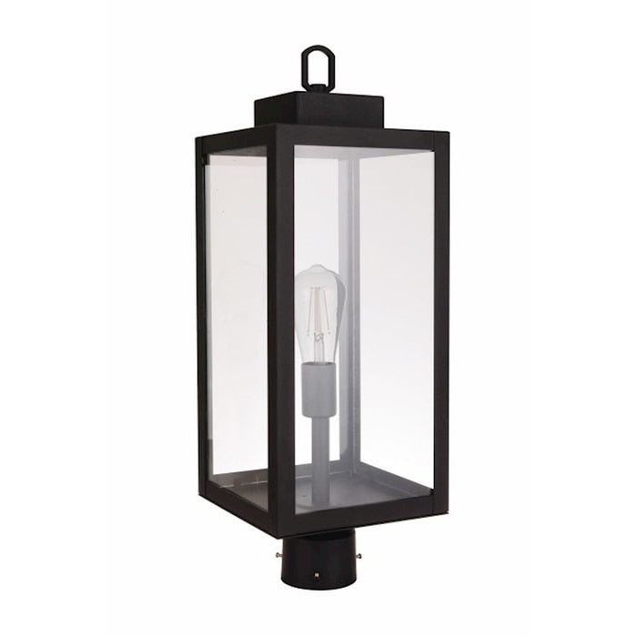 Craftmade Marin 1 Light Outdoor Post Mount, Textured Black/Clear