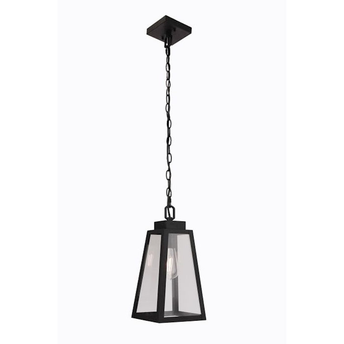 Craftmade Sorano 1 Light Outdoor Pendant, Textured Black/Clear