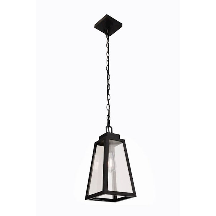 Craftmade Sorano 1 Light Outdoor Pendant, Textured Black/Clear