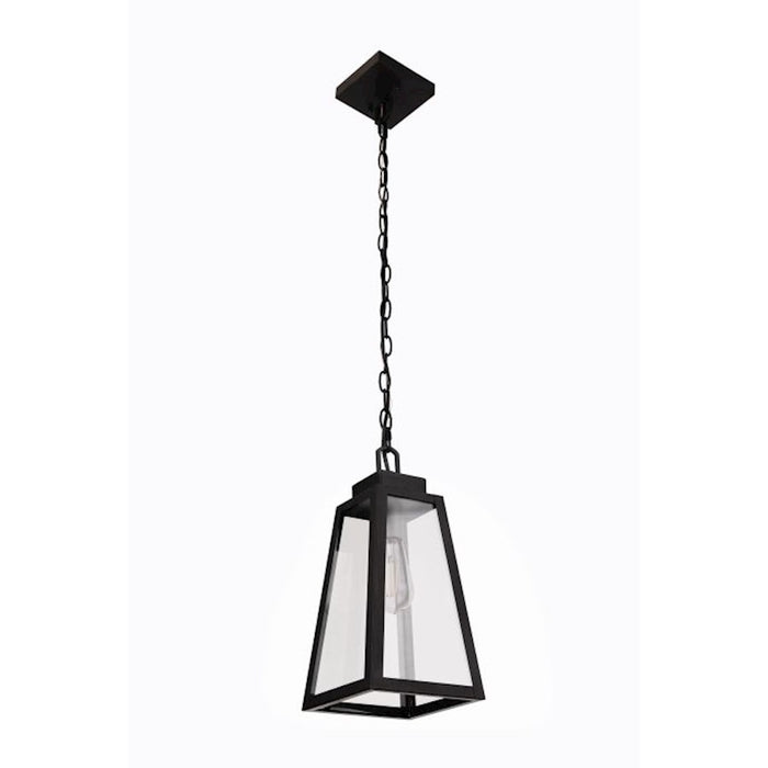 Craftmade Sorano 1 Light Outdoor Pendant, Textured Black/Clear
