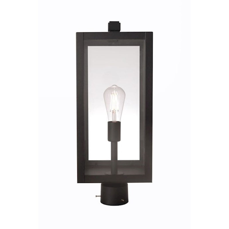 Craftmade Harris 1 Light Outdoor Post Mount, Textured Black/Clear