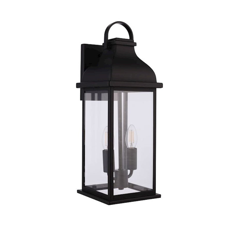 Craftmade Bent Tree 2 Light Outdoor Wall Lantern, Midnight/Clear