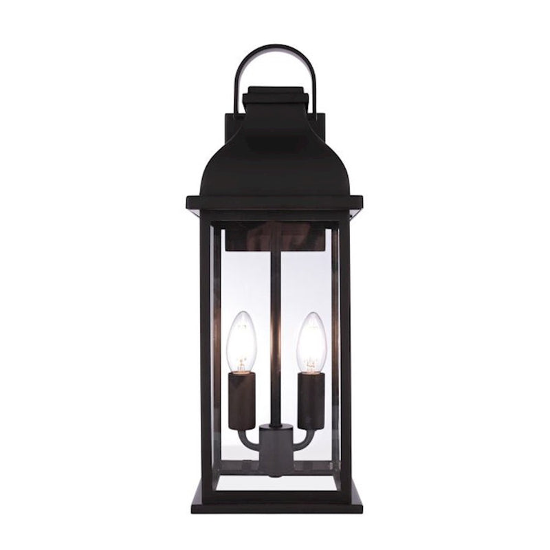 Craftmade Bent Tree 3 Light Outdoor Wall Lantern, Midnight/Clear