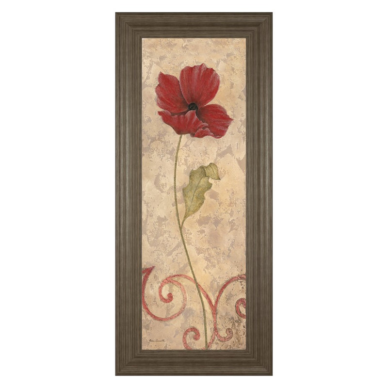 Classy Living Red Bloom Wall Art 18"x42", Tranquil Ash Frame
