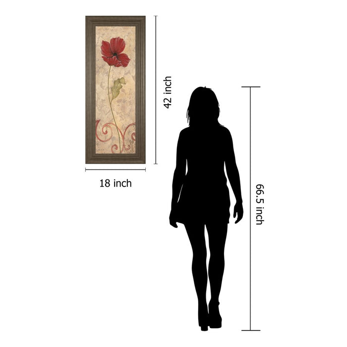 Classy Living Red Bloom Wall Art 18"x42", Tranquil Ash Frame