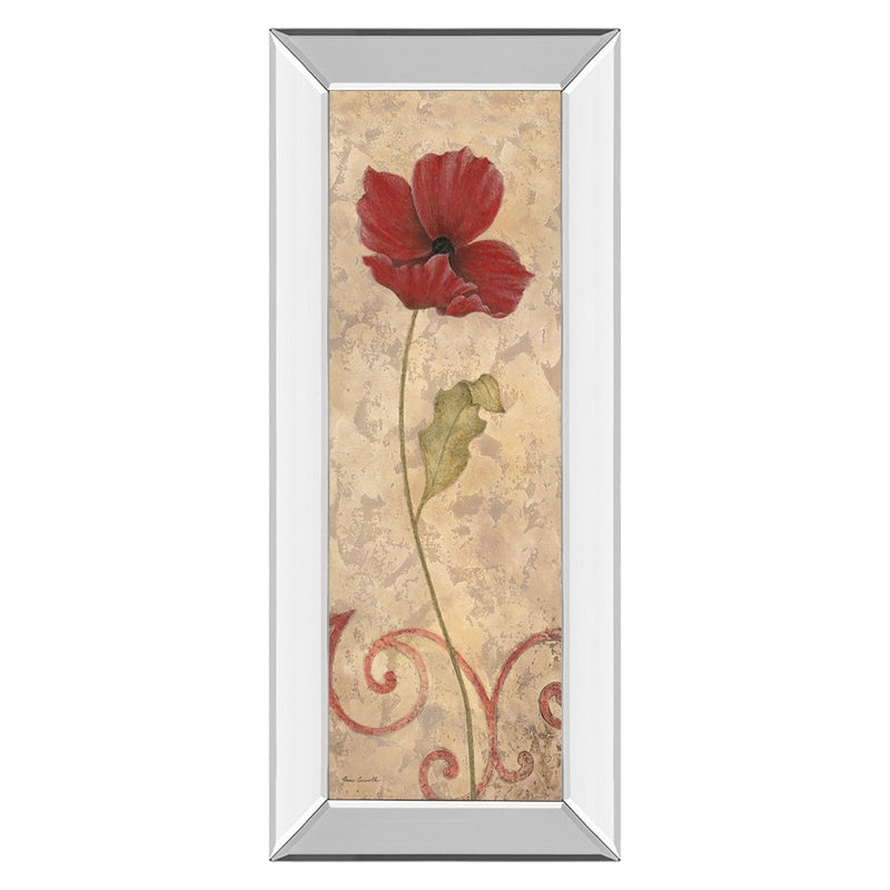 Classy Living Red Bloom Wall Art 18"x42", Mirrored Frame