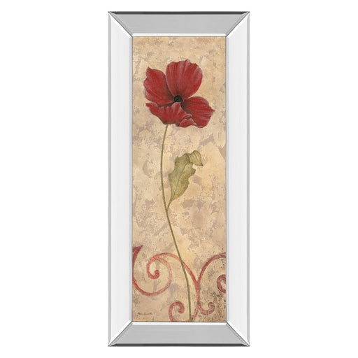 Classy Living Red Bloom Wall Art 18"x42", Mirrored Frame - 1041MF