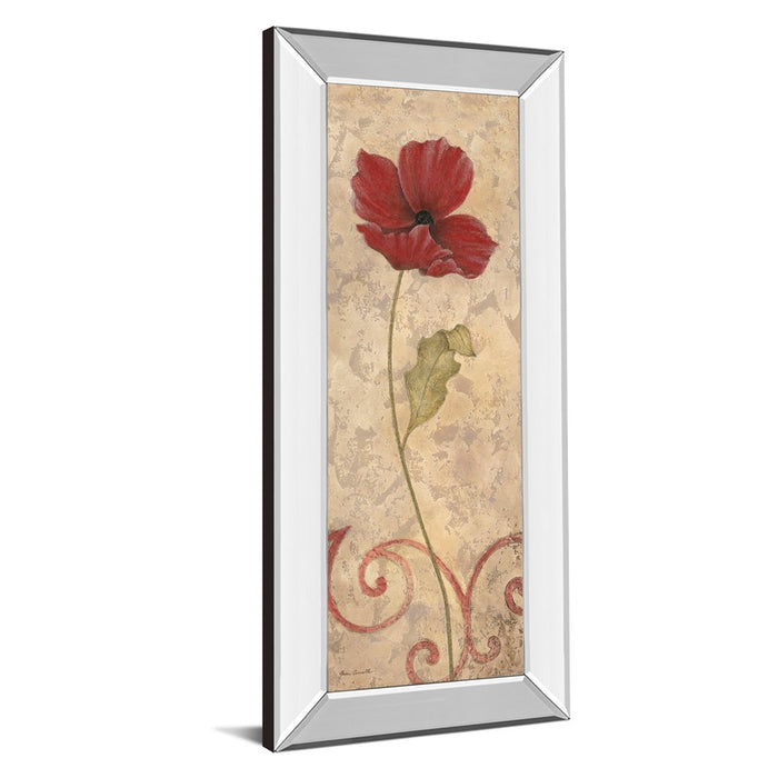 Classy Living Red Bloom Wall Art 18"x42", Mirrored Frame