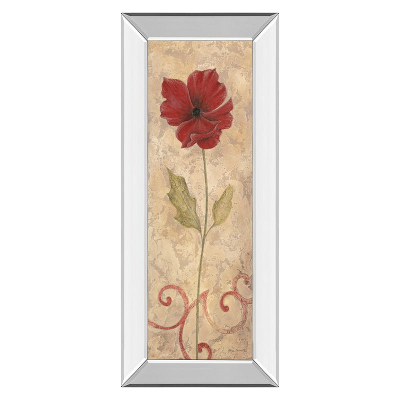 Classy Living Crimson Bloom Wall Art 18"x42", Mirrored Frame
