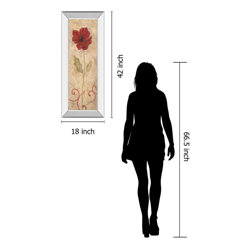 Classy Living Crimson Bloom Wall Art 18"x42", Mirrored Frame