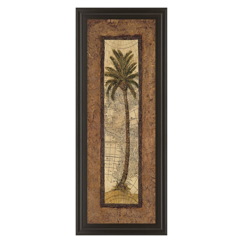 Classy Living Palm Map View Wall Art 18"x42", Dark Chocolate Frame